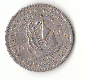 25 Cent Ostkaribische Staaten 1955 britisch (G409)