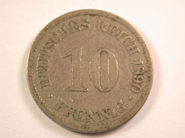 13005 KR 10 Pfennig 1890 A in schön/sehr schön