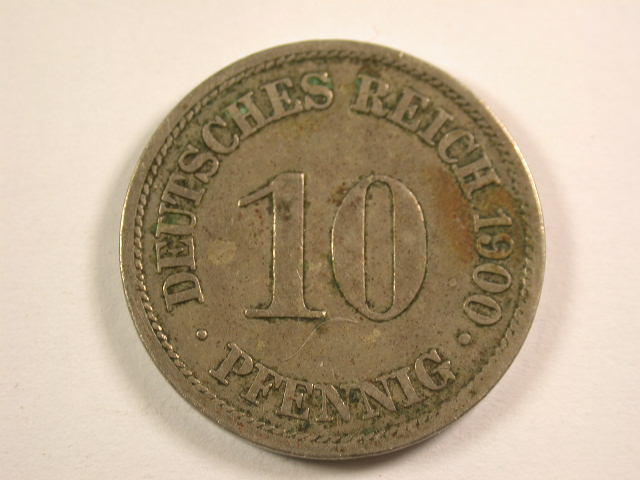 13005 KR 10 Pfennig 1900 A in schön/sehr schön Seltener