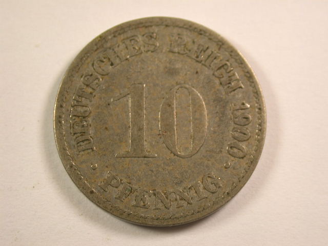  13005  KR   10 Pfennig  1900 D  in fast sehr schön   