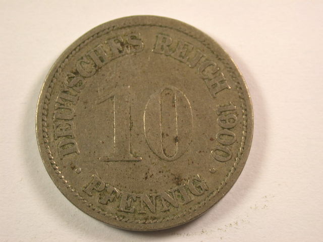 13005 KR 10 Pfennig 1900 F in fast sehr schön
