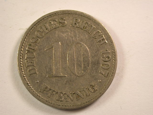 13005 KR 10 Pfennig 1907 F in sehr schön Orginalbilder