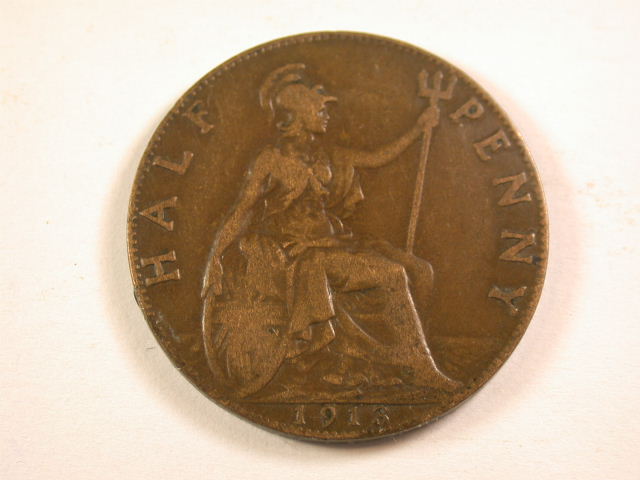 13006 Großbritanien Georg half Penny 1913 in ss+