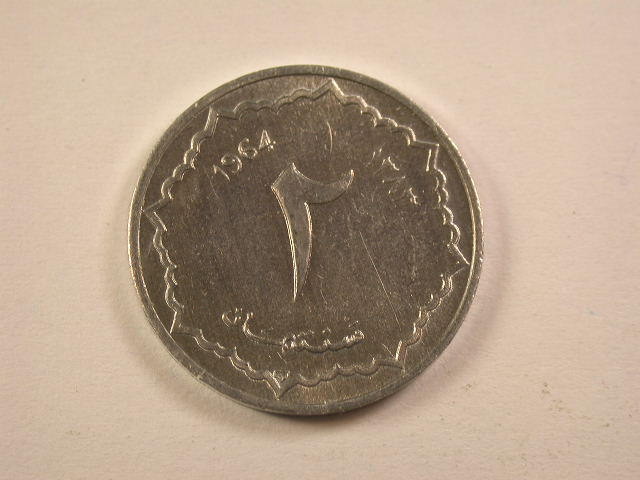  13006 Algerien  2 Centimes 1964 in ST-fein !!  Orginalfoto   