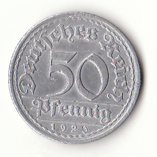  50 Pfennig Deutsches Reich 1920 A(G419)   