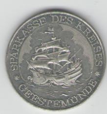  Medaille auf das 50 Jubiläum der Sparkasse Wesermünde(Schiffsmotiv)(k126)   