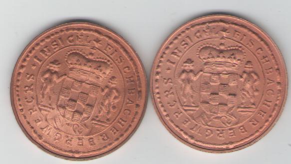  2 verschiedene Medaillen der Fischbacher Kupferbergwerke(k140)   