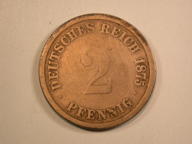 13007 KR 2 Pfennig 1875 D in schön