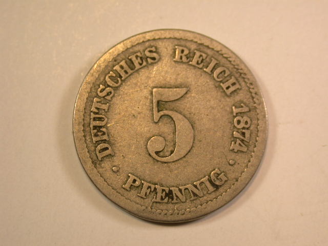  13007  KR 5 Pfennig  1874 A in schön   