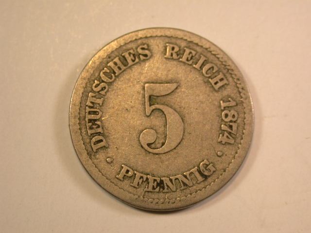 13007 KR 5 Pfennig 1874 A in schön