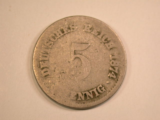  13007  KR 5 Pfennig  1874 G in schön R   