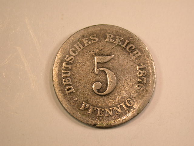  13007  KR 5 Pfennig  1876 J  in schön, Beschädigt   