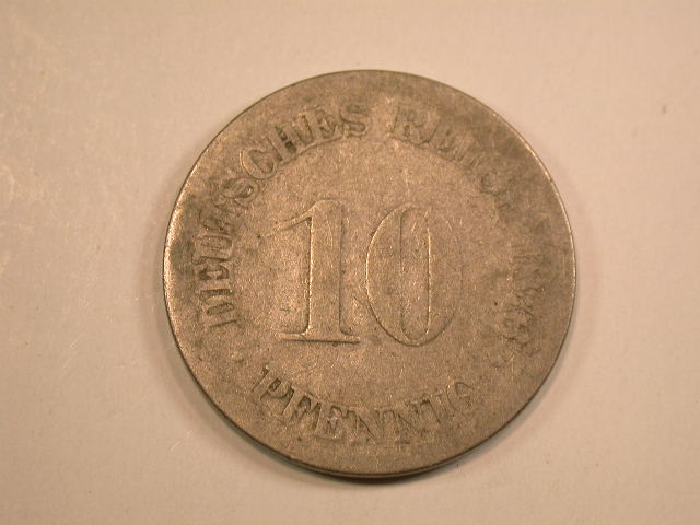 13007 KR 10 Pfennig 1876 F in schön