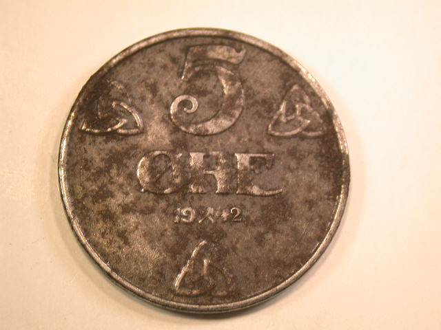 13008 Norwegen 5 Öre 1942 in sehr schön