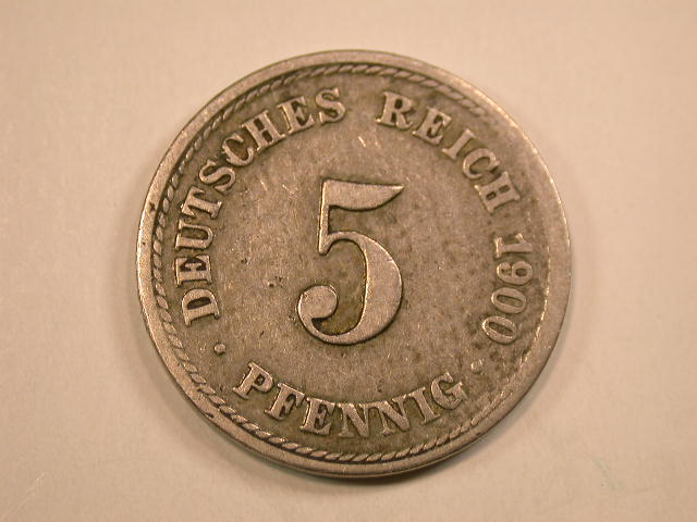  13009 KR  5 Pfennig 1900 A in ss   