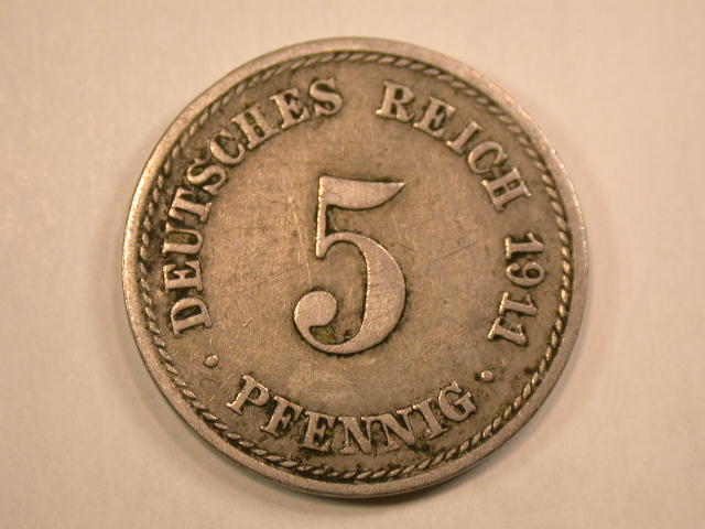  13009 KR  5 Pfennig 1911 A in ss+   
