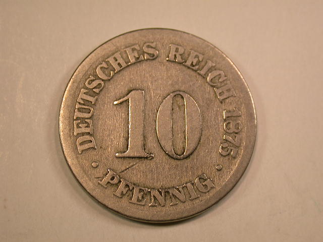 13009 KR 10 Pfennig 1875 Belegstück