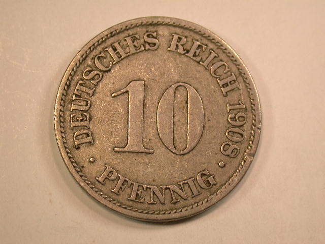 13009 KR 10 Pfennig 1908 A in ss