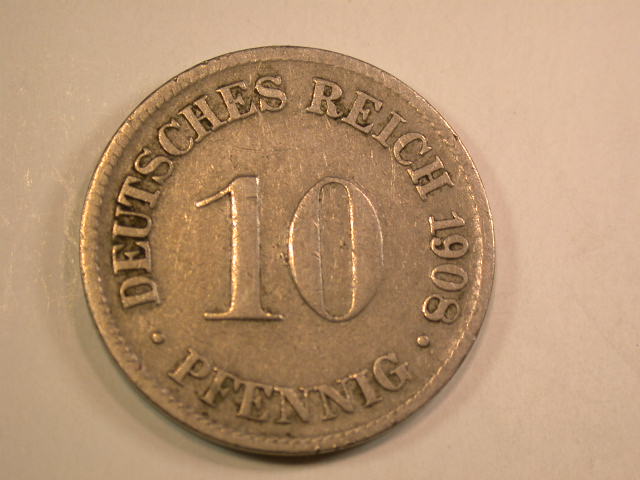  13009 KR  10 Pfennig  1908 D in ss   