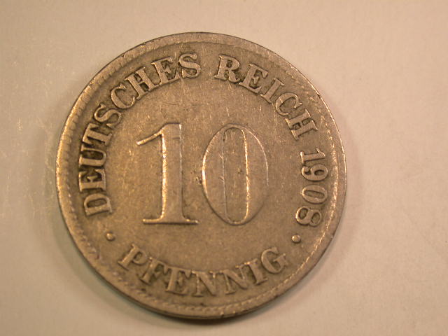 13009 KR 10 Pfennig 1908 D in ss