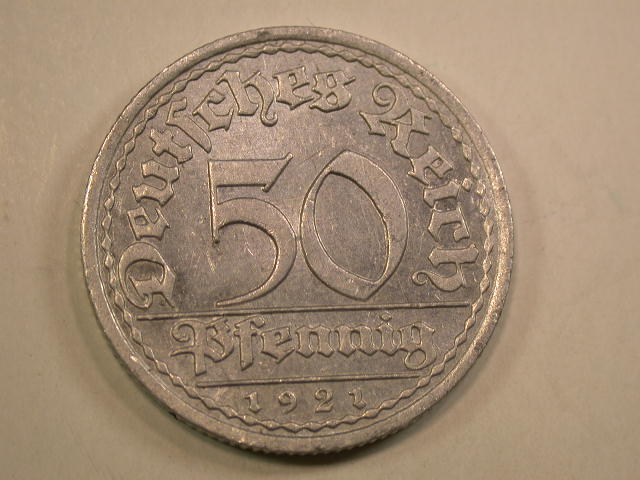  13009 Weimar  50 Pfennig  1921 A in vz-st/f.st Erstabschlag !!   