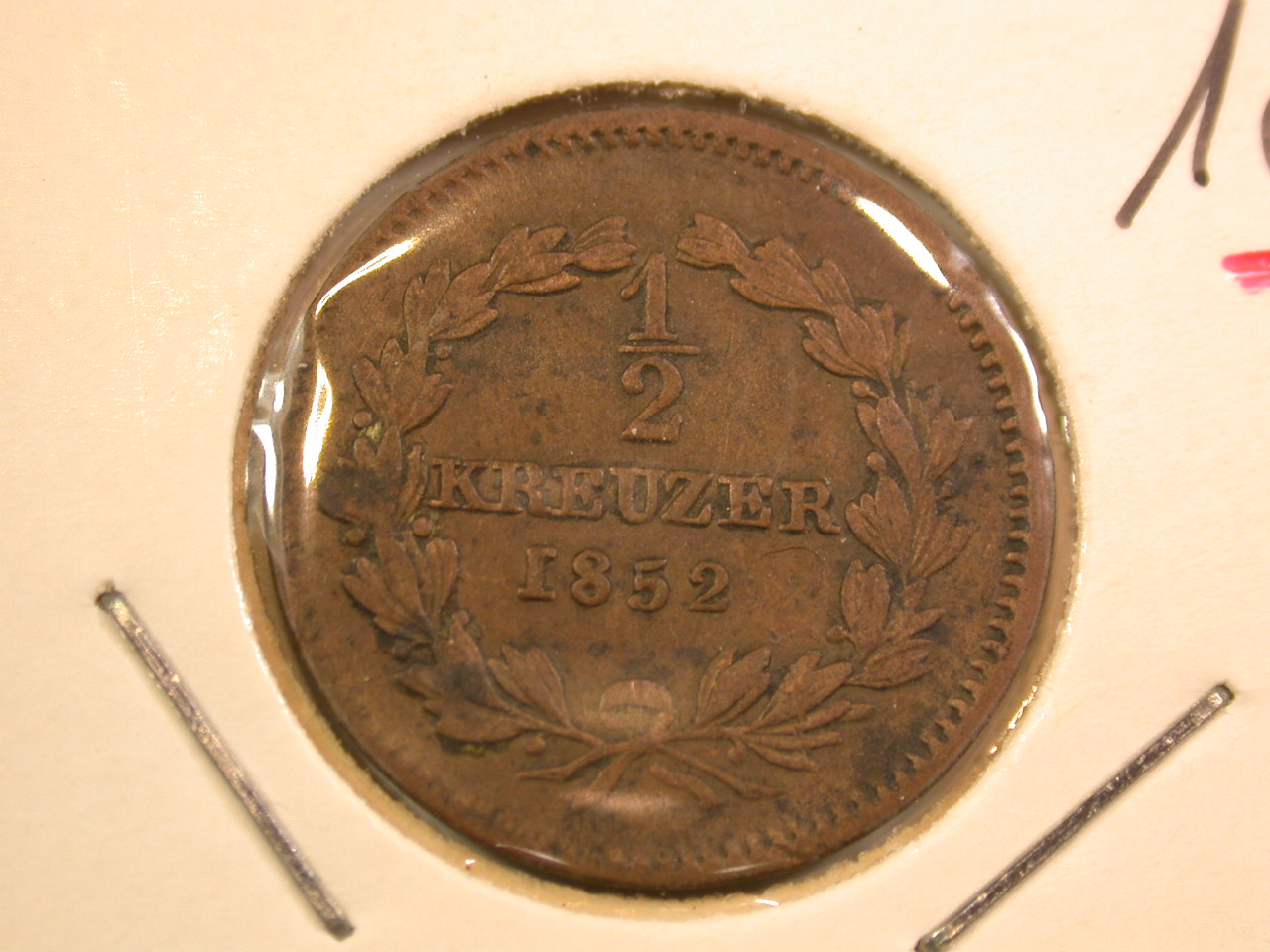  13201 Baden  1/2 Kreuzer 1852 in sehr schön   