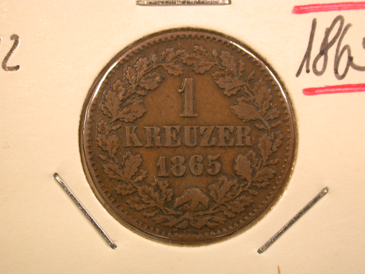 13201 Baden 1 Kreuzer 1865 in ss-vz/vz