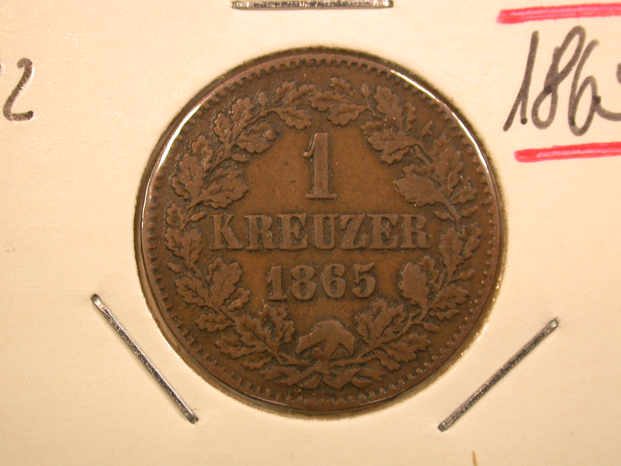  13201 Baden  1 Kreuzer 1865 in ss-vz/vz   