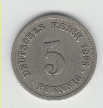 5 Pfennig Deutsches Reich 1895 F(Kaiserzeit)(k158)
