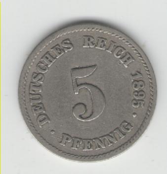  5 Pfennig  Deutsches Reich 1895 F(Kaiserzeit)(k158)   