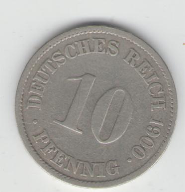  10 Pfennig Deutsches Reich 1900 G(Kaiserzeit)(k162)   