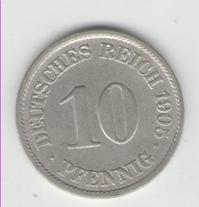 10 Pfennig Deutsches Reich 1905 A(Kaiserzeit)(k163)