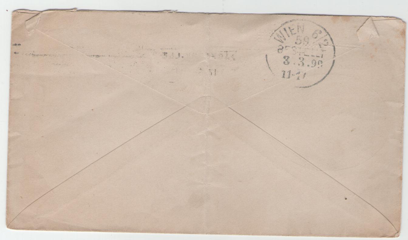  USA Brief aus dem Jahr1899 nach Wien(Absenderfoto Straussenfarm)   