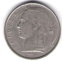  Belgien 5 Franc K-N 1972   Schön Nr.106fr   
