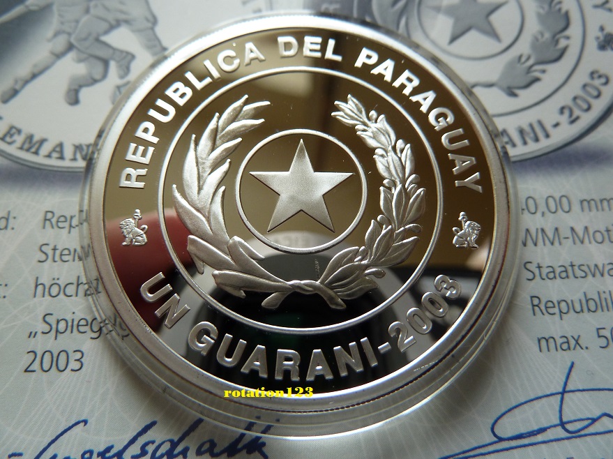  PARAGUAY 1 Guarani 2003 <i>Fußball WM Germany 2006</i> Silber PP/ Proof inkl. Zertifikat   