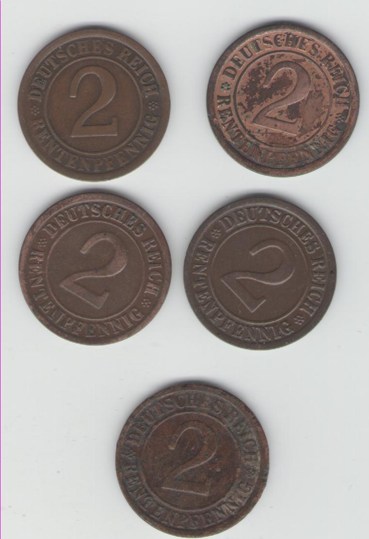  Lot 2 Rentenpfennig Deutsches Reich(k166)   