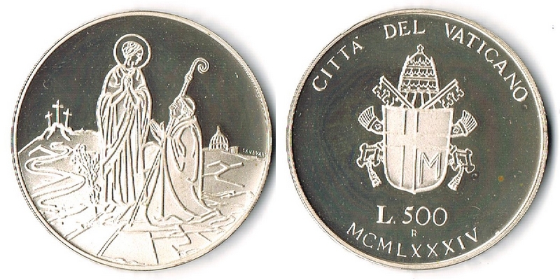  Vatikan  500 Lire  1984  FM-Frankfurt  Feingewicht: 9,18g  Silber  vorzüglich   