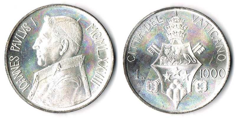 Vatikan  1000 Lire  1978   FM-Frankfurt  Feingewicht: 12,19g  Silber  vorzüglich   