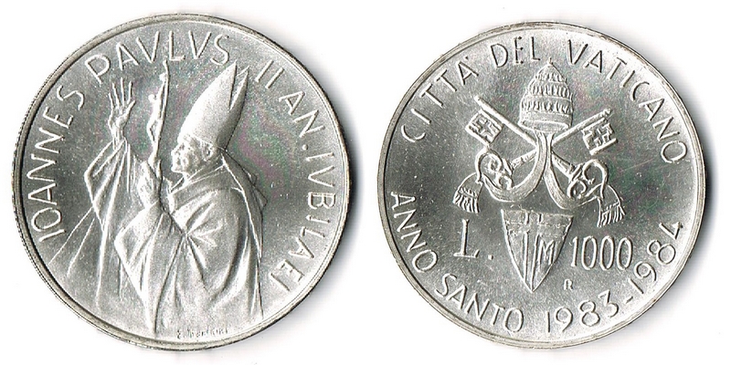  Vatikan  1000 Lire  1983-1984   FM-Frankfurt  Feingewicht: 12,19g  Silber  vorzüglich   