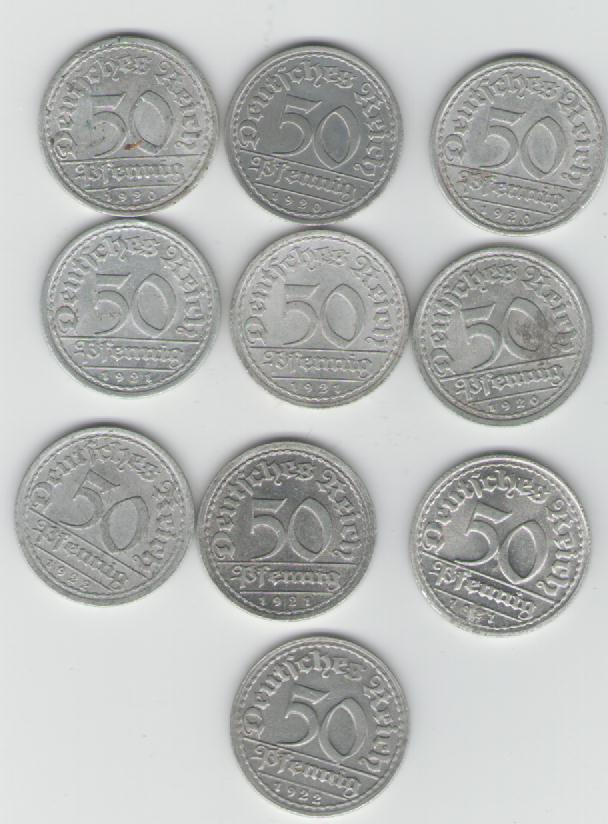  Lot von 50 Pfennig Deutsches Reich  (J 301)(k177)   