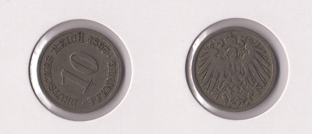  Kaiserreich 10 Pfennig 1897 -A- (3) s-ss ** Jaeger 13. **   