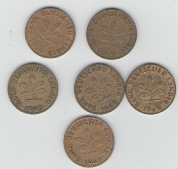  Lot 10 Pfennig Münzen BRD ( J 378)Bank deutscher Länder(k192)   