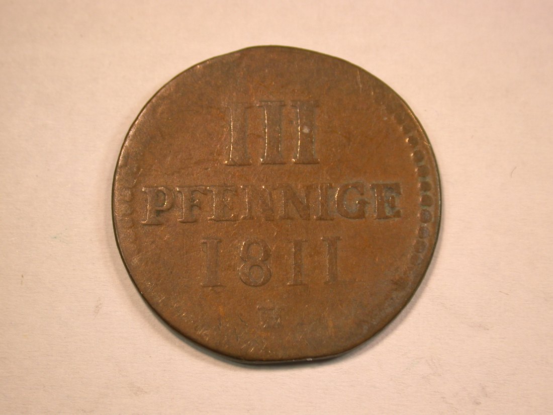  13203 Sachsen 3 Pfennig 1811  AKS 48 in s-ss   