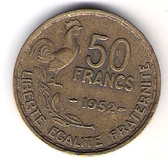  Frankreich 50 Francs 1952 Al-BroSchön Nr.223   