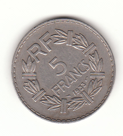  5 Francs Frankreich 1933/ (G310)   