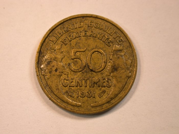 13205 Frankreich 50 Centimes 1931 Morlon in ss