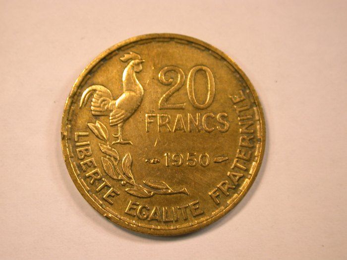  13205 Frankreich  4.Republik 20 Francs 1950  in ss,geputzt   