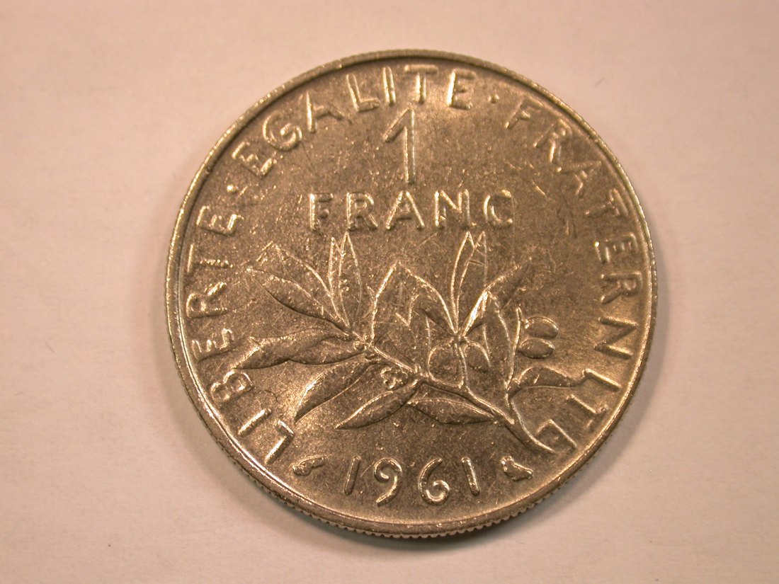 13205 Frankreich 1 Franc 1961 Semeuse in ss++