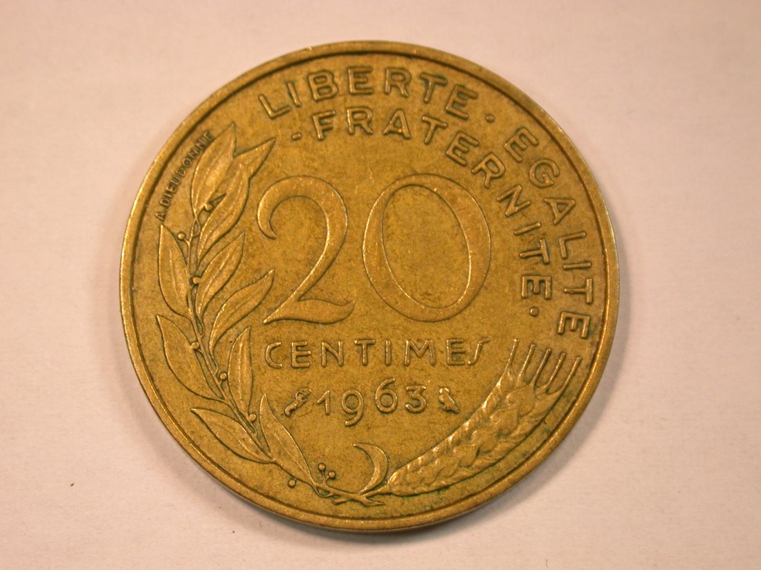  13205 Frankreich  20 Cenimes von 1963 in ss/ss+   