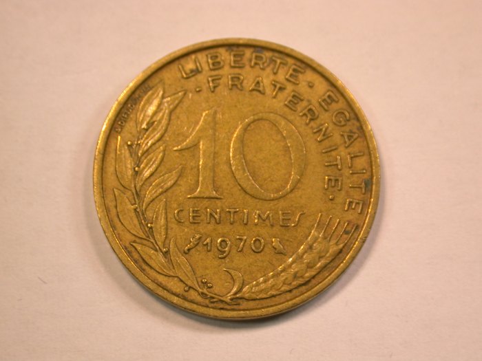  13205 Frankreich 10 Centimes 1970 in ss+   